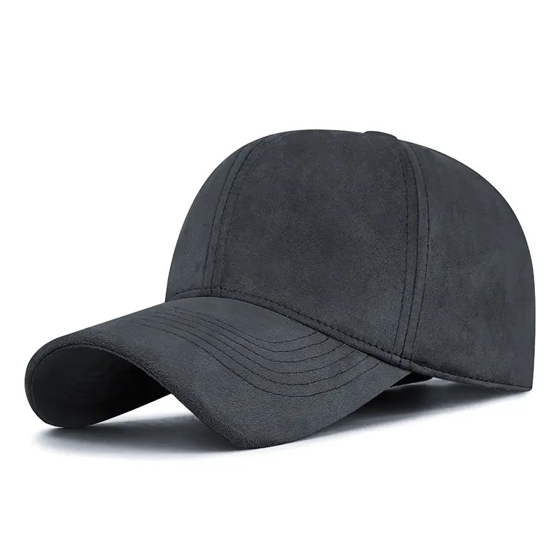 Men Velvet Baseball Cap Navy Blue Winter Warm - Image 4