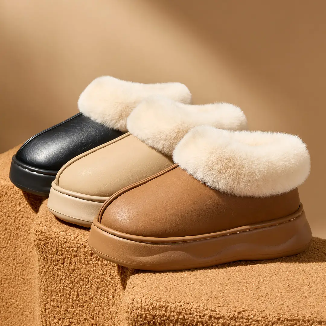 Jialiya Thick-Soled Cotton Slippers for Women 2025 Winter New Style Fleece-Lined Outer Wear Non-Slip Warm High-Top Plush Snow Boots - Image 5