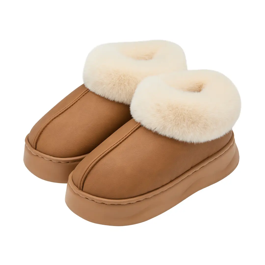 Jialiya Thick-Soled Cotton Slippers for Women 2025 Winter New Style Fleece-Lined Outer Wear Non-Slip Warm High-Top Plush Snow Boots - Image 8