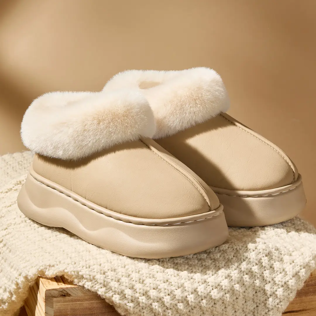 Jialiya Thick-Soled Cotton Slippers for Women 2025 Winter New Style Fleece-Lined Outer Wear Non-Slip Warm High-Top Plush Snow Boots - Image 2