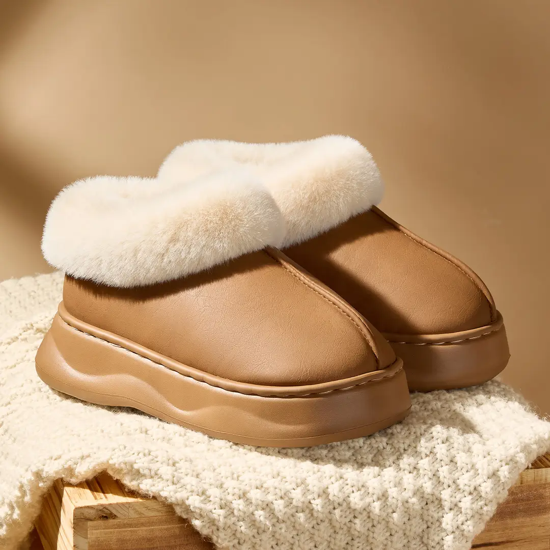 Jialiya Thick-Soled Cotton Slippers for Women 2025 Winter New Style Fleece-Lined Outer Wear Non-Slip Warm High-Top Plush Snow Boots - Image 3
