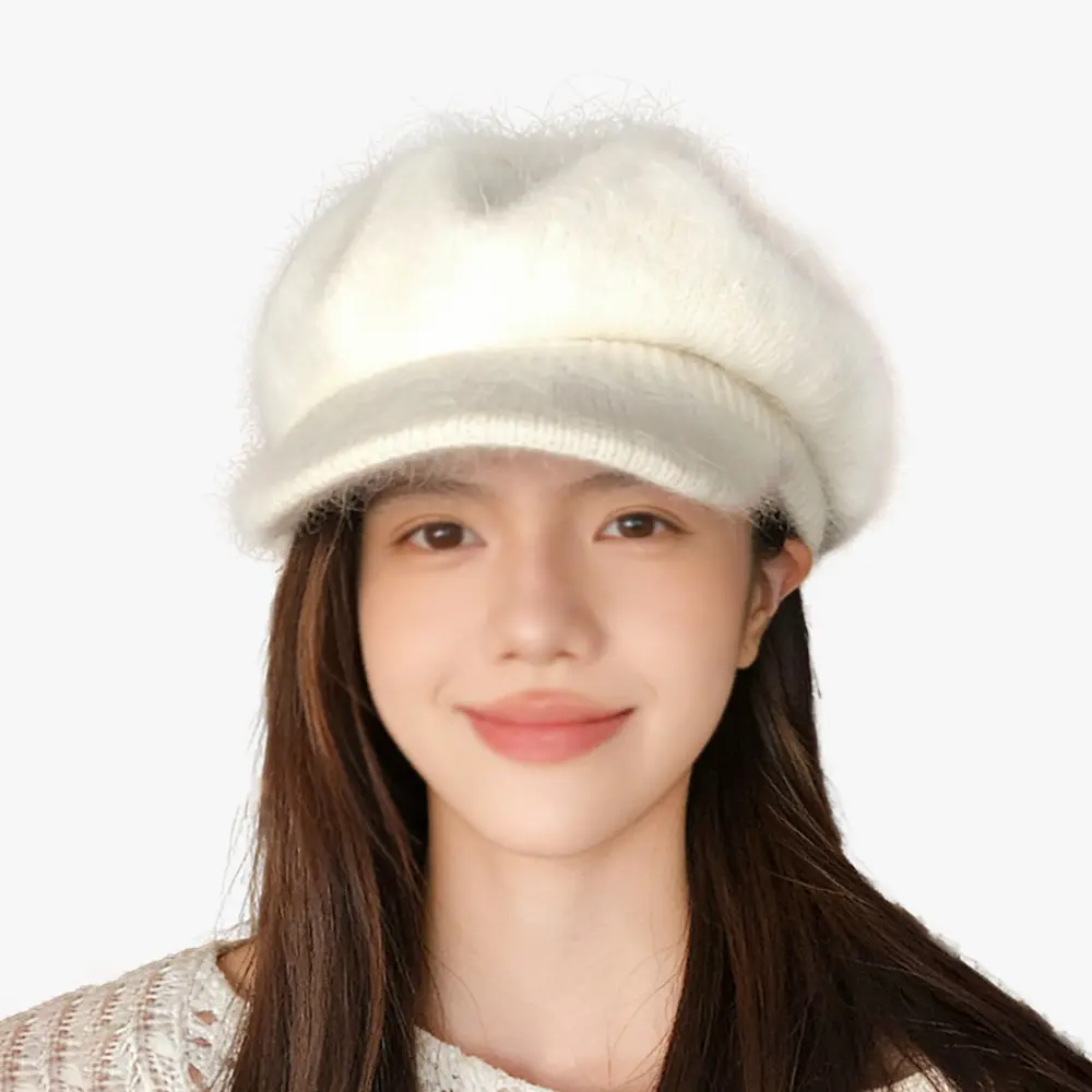 Warm Plush Rabbit Fur Beret for Women Winter Hat - Image 8