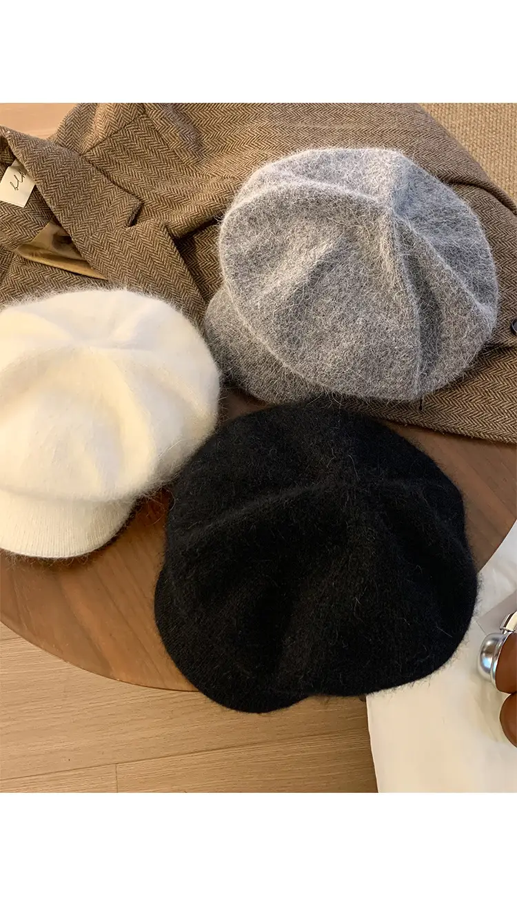 Warm Plush Rabbit Fur Beret for Women Winter Hat — feature 7