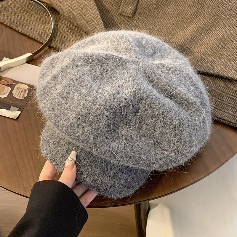 Warm Plush Rabbit Fur Beret for Women Winter Hat - Image 3