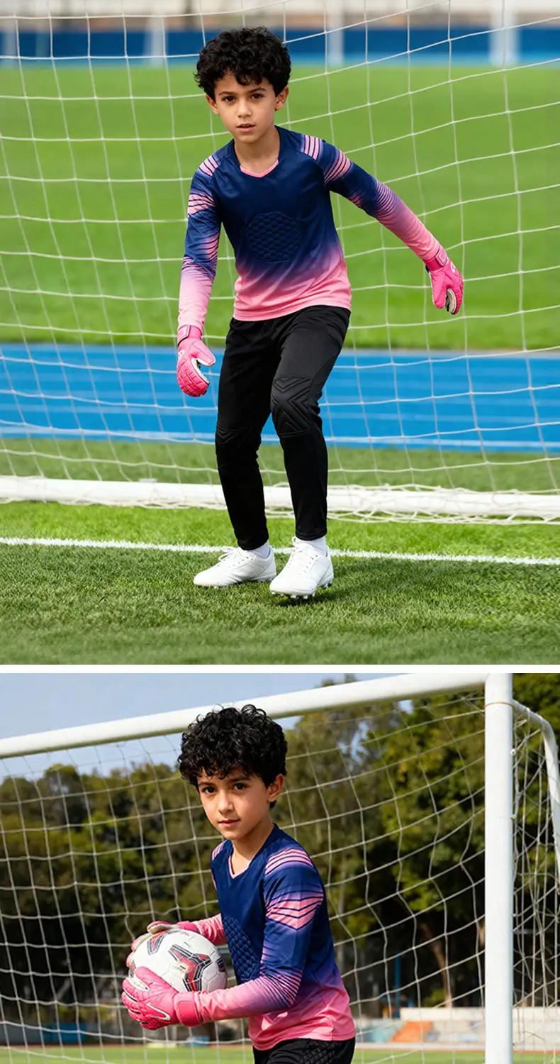 Children's Long-Sleeved Goalkeeper Uniform Set Printed Team Uniform Football Training Uniform Police Protection Chest Protector Goalkeeper Clothing Door Uniform — feature 10