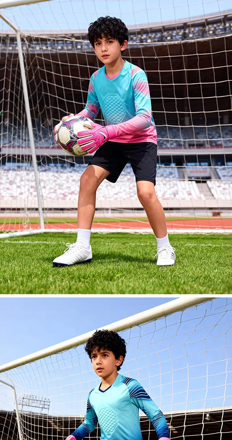 Children's Long-Sleeved Goalkeeper Uniform Set Printed Team Uniform Football Training Uniform Police Protection Chest Protector Goalkeeper Clothing Door Uniform — feature 12