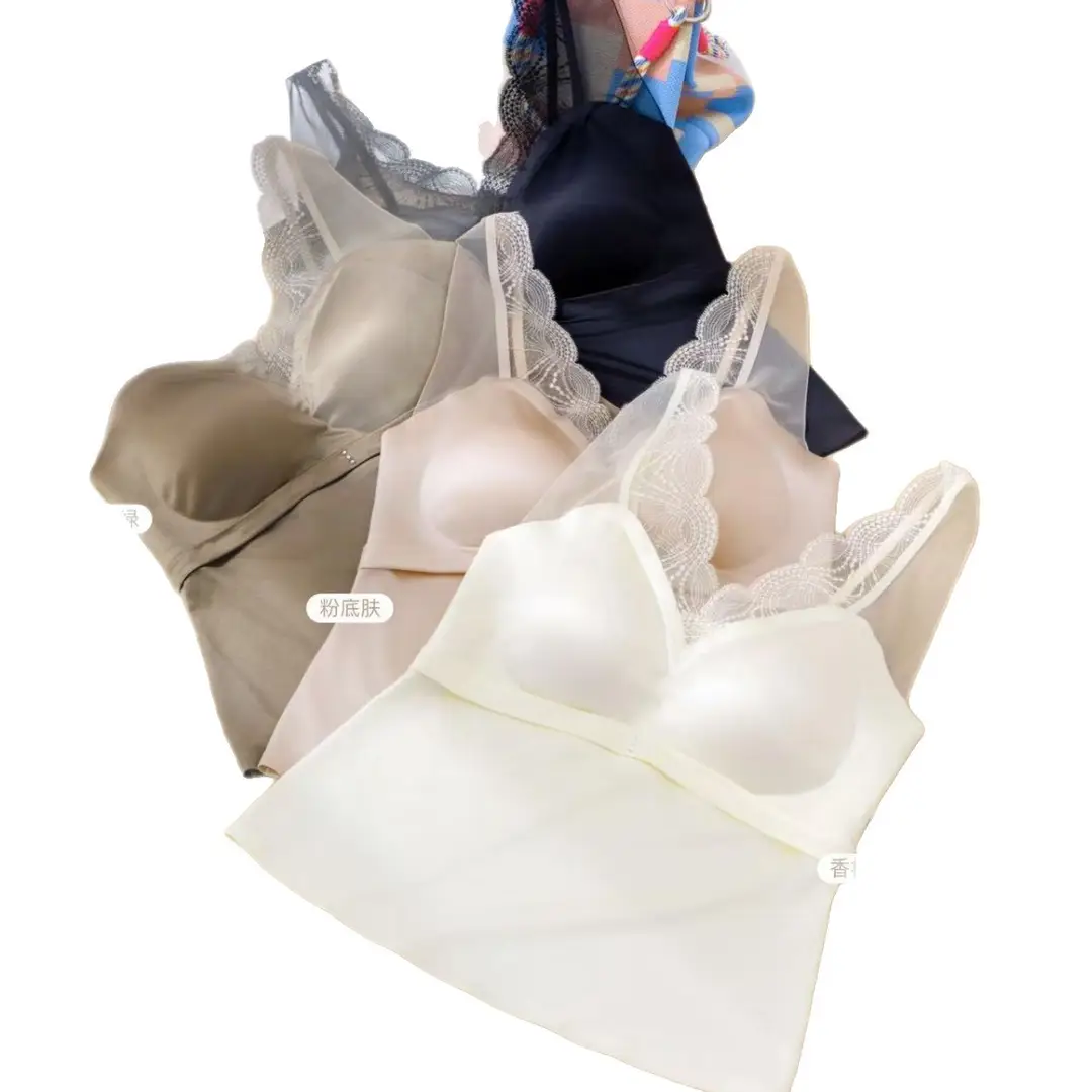 Silk Satin Backless Camisole with Anti-Exposure V-Neck, Seamless Sexy Lace Backless Undershirt Versatile Tank Top