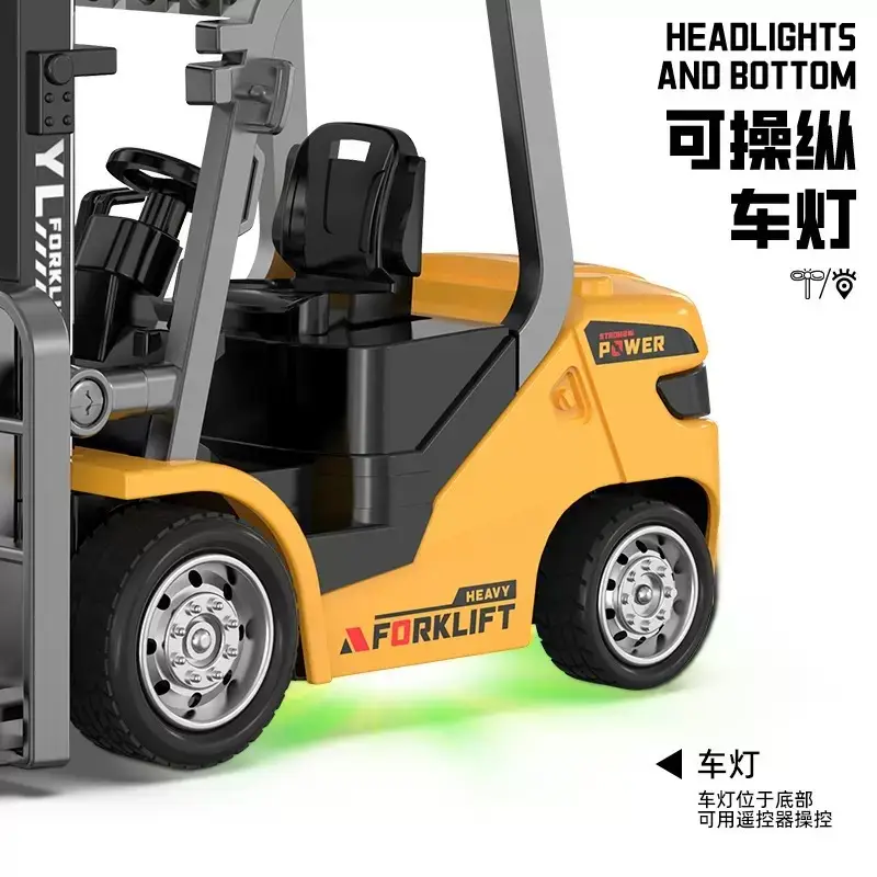 Cross-Border Mini Remote Control Alloy Forklift 1:64 Scale Model Excavator Engineering Dump Truck Desktop Children's Toy Vehicle