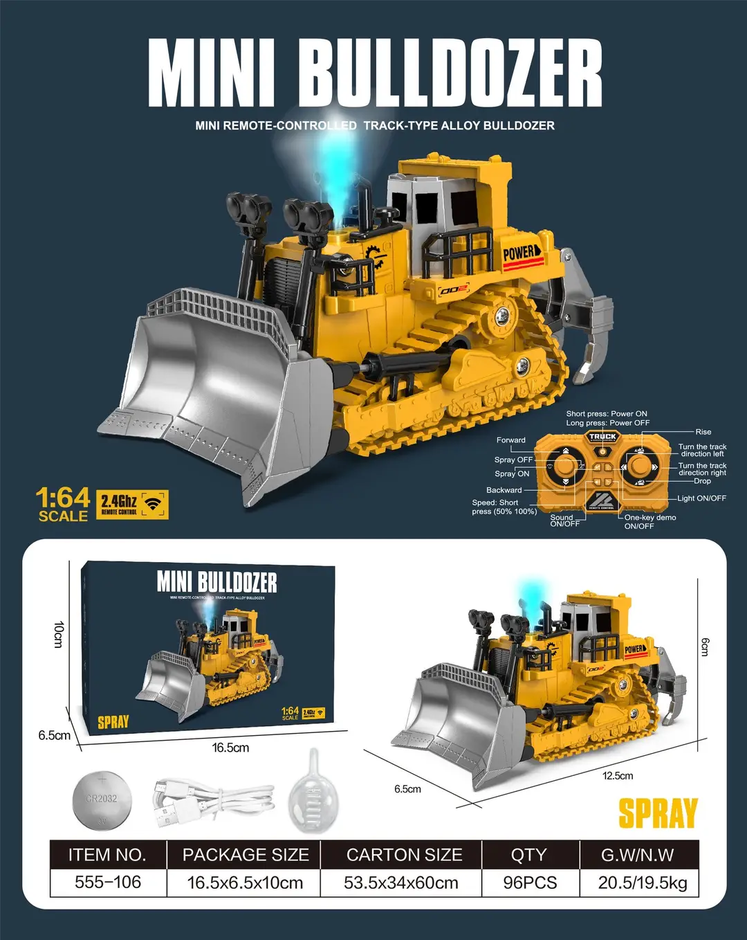 Cross-Border Mini Remote Control Alloy Forklift 1:64 Scale Model Excavator Engineering Dump Truck Desktop Children's Toy Vehicle — feature 6