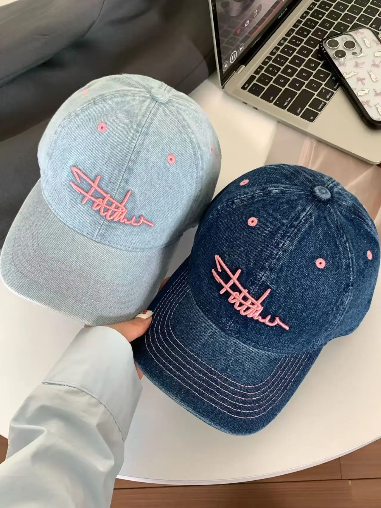 Vintage Denim Duckbill Cap for Women Summer Wide Bristle Sun Hat — feature 6