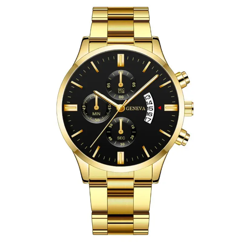 Popular Foreign Trade Men's Watches in Stock, Calendar Steel Band Quartz Watches, Fake Three-Eye Business Men's Watches Wholesale — feature 4