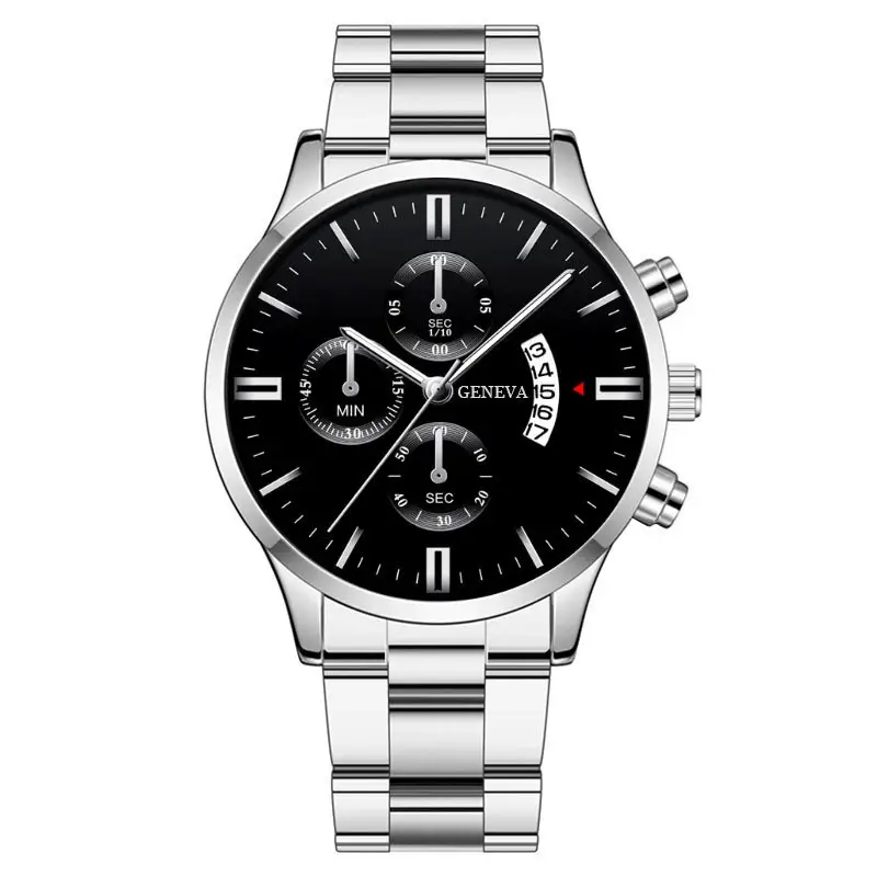 Popular Foreign Trade Men's Watches in Stock, Calendar Steel Band Quartz Watches, Fake Three-Eye Business Men's Watches Wholesale — feature 5