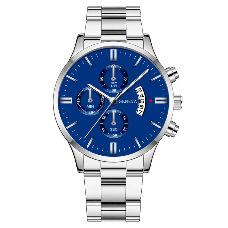 Popular Foreign Trade Men's Watches in Stock, Calendar Steel Band Quartz Watches, Fake Three-Eye Business Men's Watches Wholesale — feature 7