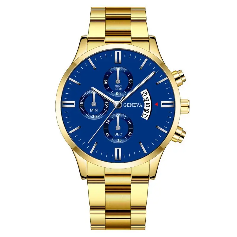 Popular Foreign Trade Men's Watches in Stock, Calendar Steel Band Quartz Watches, Fake Three-Eye Business Men's Watches Wholesale — feature 8