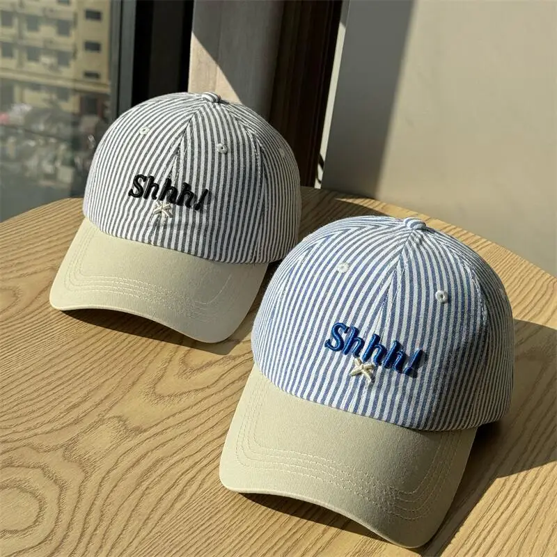 Women Striped Baseball Cap Large Head Circumference