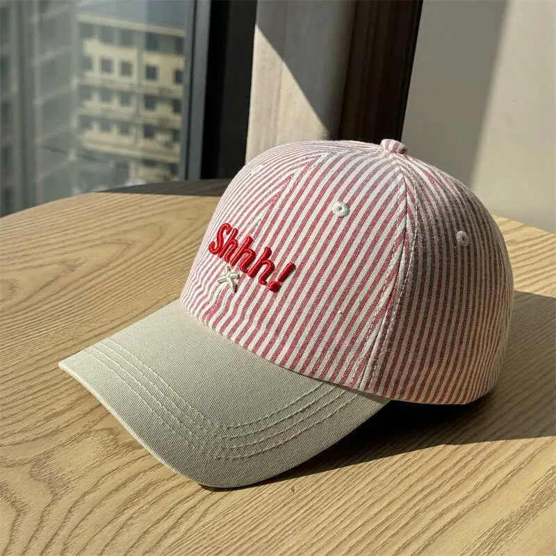 Women Striped Baseball Cap Large Head Circumference — feature 14