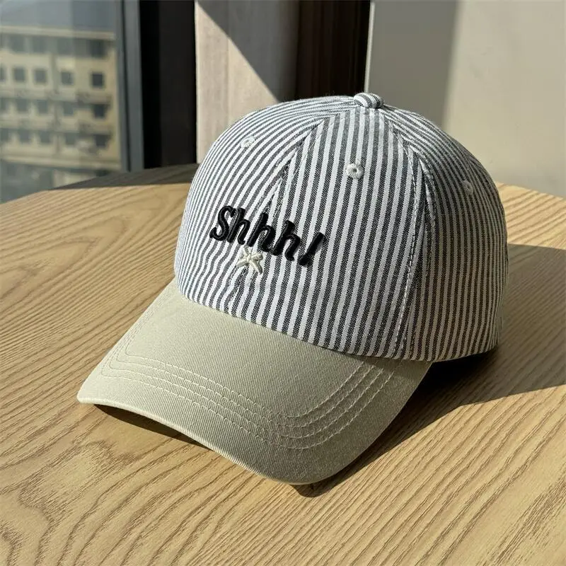 Women Striped Baseball Cap Large Head Circumference — feature 9