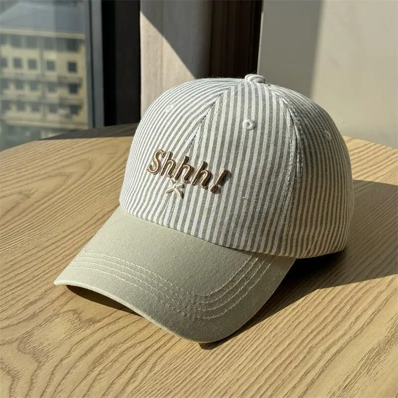 Women Striped Baseball Cap Large Head Circumference