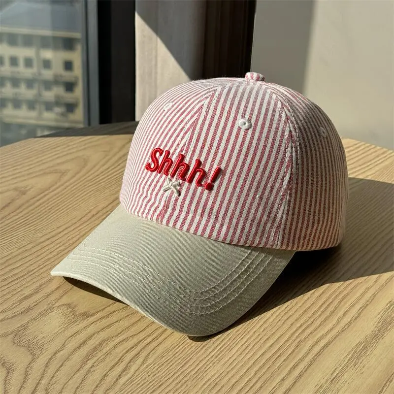 Women Striped Baseball Cap Large Head Circumference