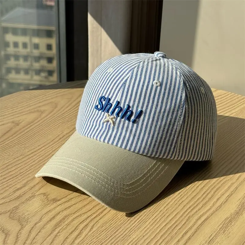 Women Striped Baseball Cap Large Head Circumference