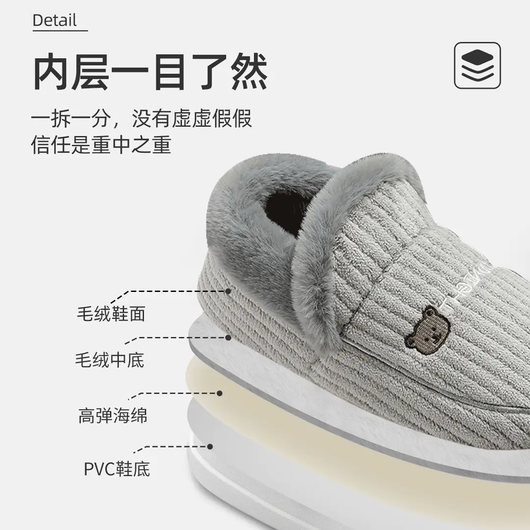 Men's Cotton Slippers for Outdoor and Indoor Use, Winter Thick-Soled, Fleece-Lined, Warm Cotton Shoes for Men, Wholesale - Image 11