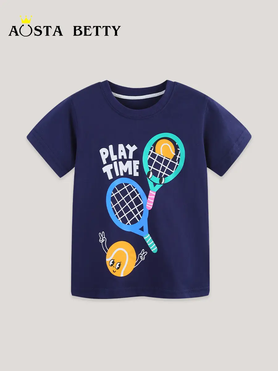 Kids Playtime Tennis T-Shirt Navy Cotton Summer Wear