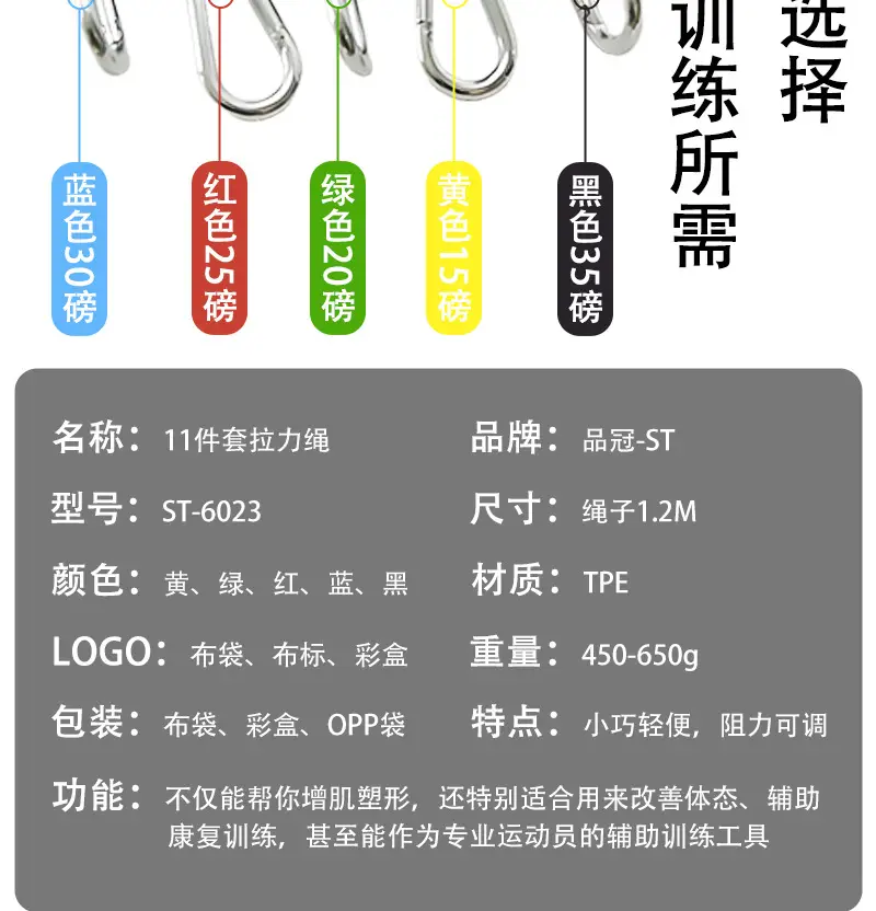 Directly from the Manufacturer, Multifunctional 11-Piece Set of Resistance Bands, Resistance Ropes, Elastic Ropes, Fitness Set, Training Belts — feature 9