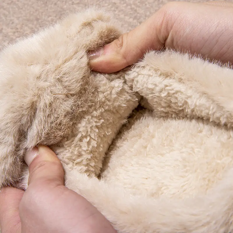 Winter Women's Cartoon Bear Plush Slippers White - Image 7