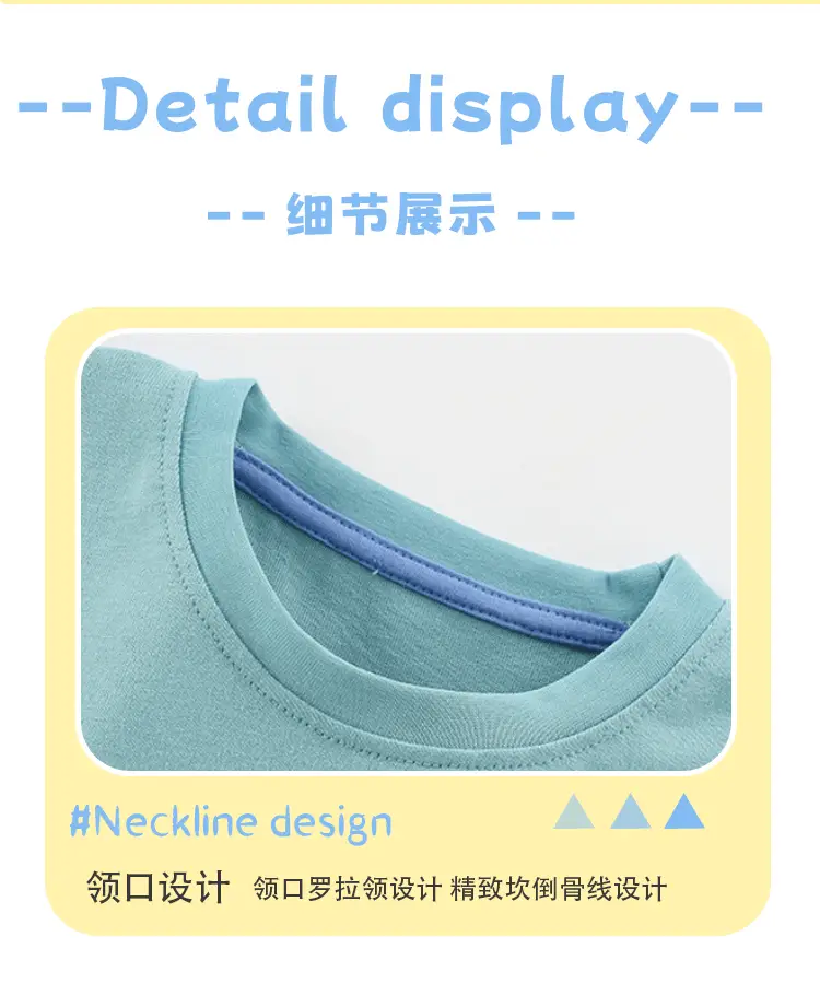 Boys Printed T-Shirt Shorts Set Summer Light Blue Orange — feature 10