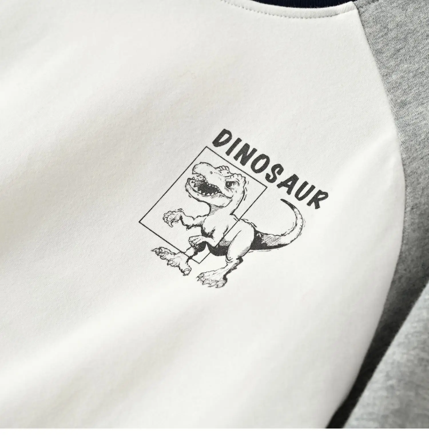 Children's Cartoon Dinosaur Raglan Sleeve T-Shirt White Black Green — feature 42