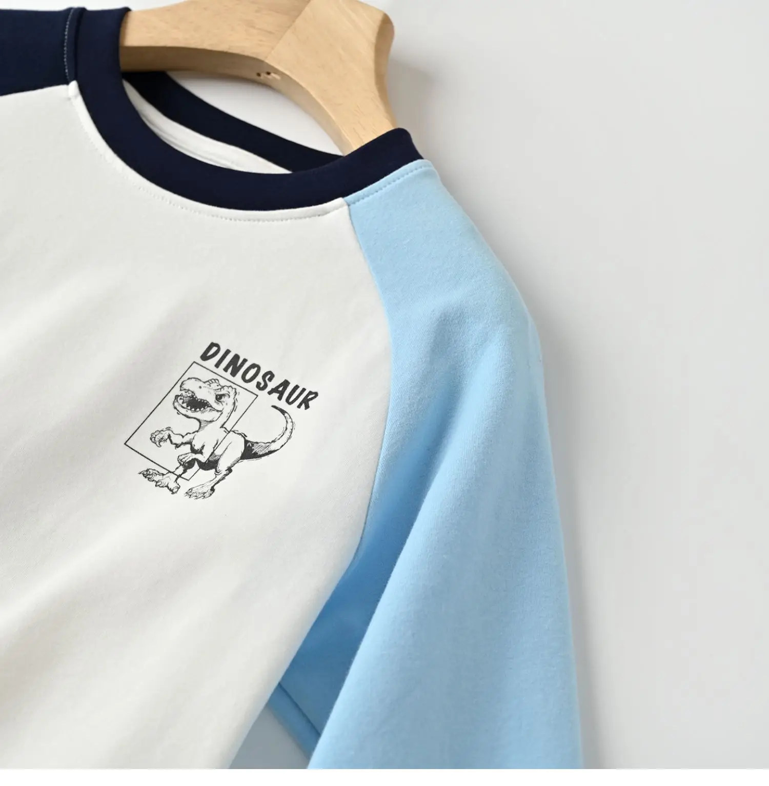 Children's Cartoon Dinosaur Raglan Sleeve T-Shirt White Black Green — feature 46