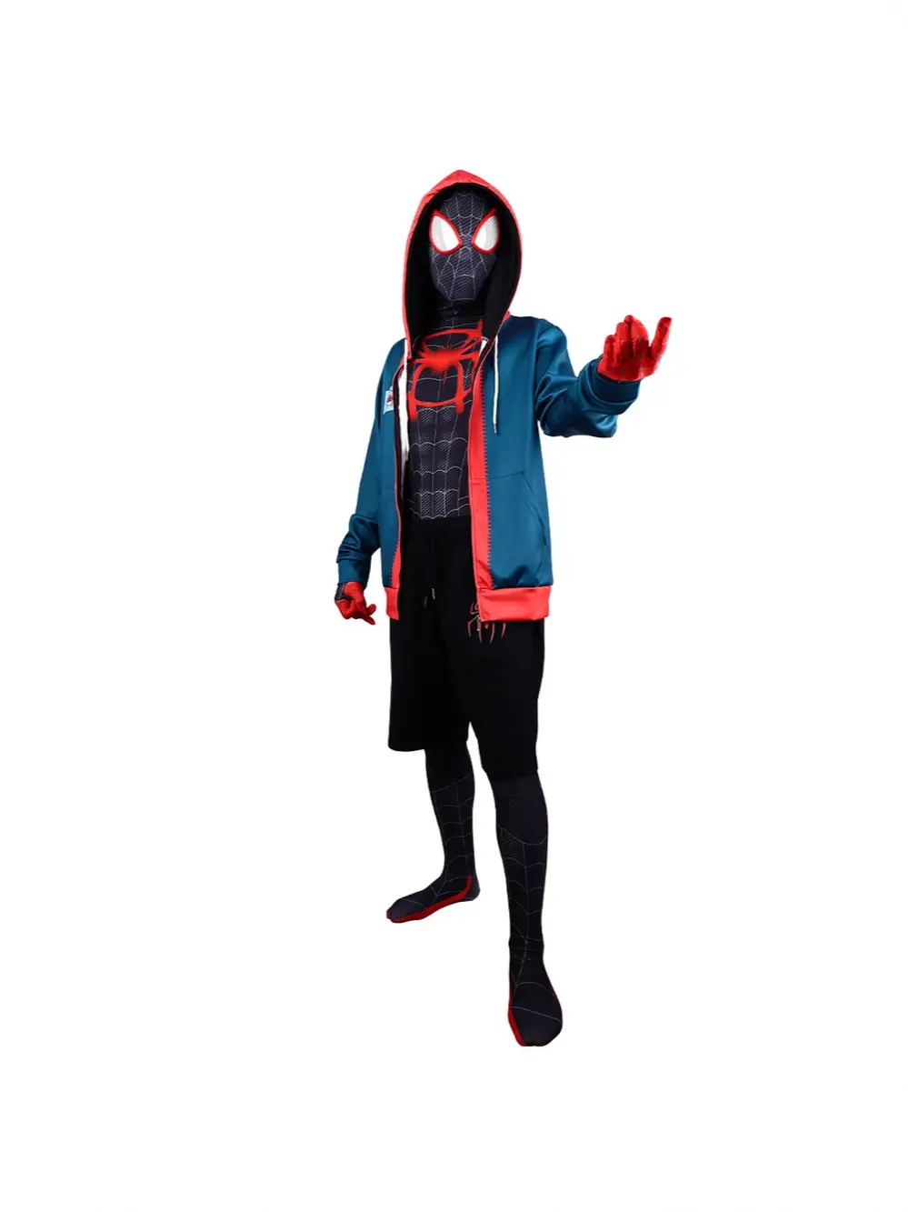 Spider-Man Cos Parallel Universe Little Black Spider Miles Hooded Jacket 3D Anime Cosplay Sweatshirt Shorts