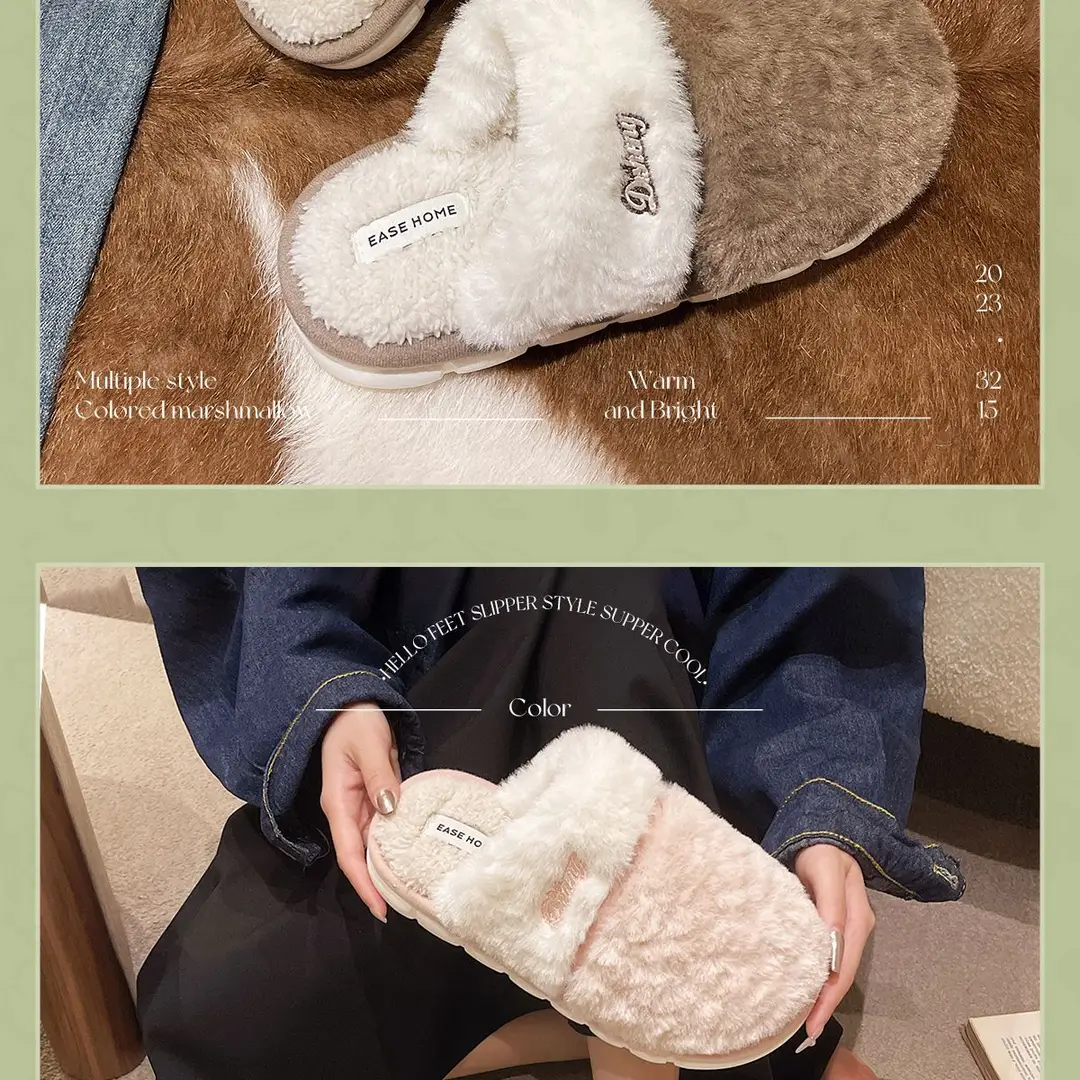 Cotton Slippers for Women Winter 2025 New Warm Fleece-Lined Thickeneded Home Slippers for Couples Indoor Floor Mops for Men — feature 19