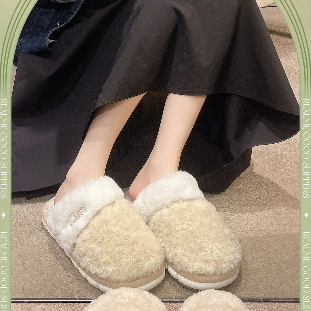 Cotton Slippers for Women Winter 2025 New Warm Fleece-Lined Thickeneded Home Slippers for Couples Indoor Floor Mops for Men — feature 4