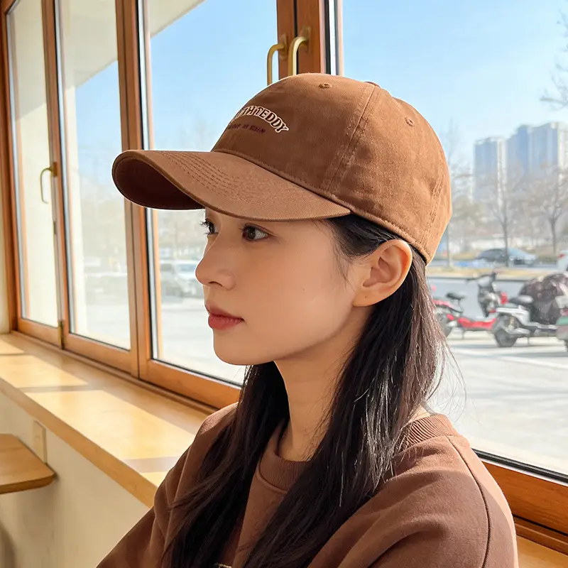 Women Brown Baseball Cap 65cm Wide Brim Sun Hat