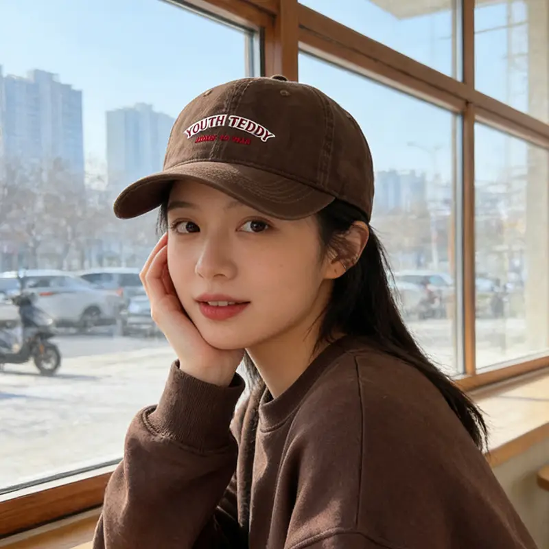Women Brown Baseball Cap 65cm Wide Brim Sun Hat