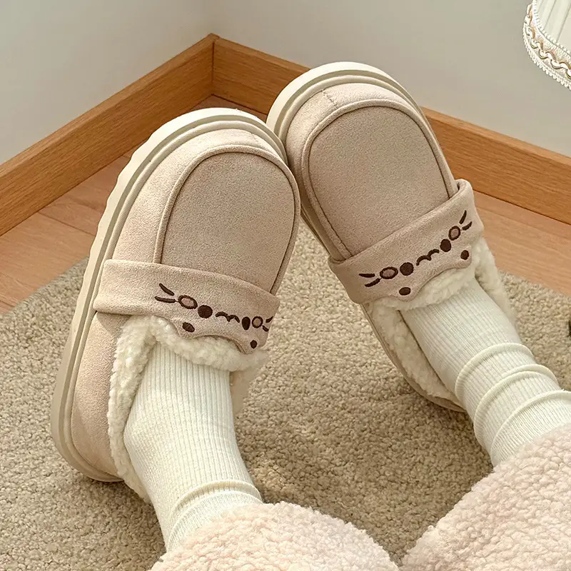 Korean Cute Kitten Bread Shoes for Women Winter Net Infrared Wear Non-Slip Thick Sole Warm New Cotton Slippers for Women Wholesale - Image 6