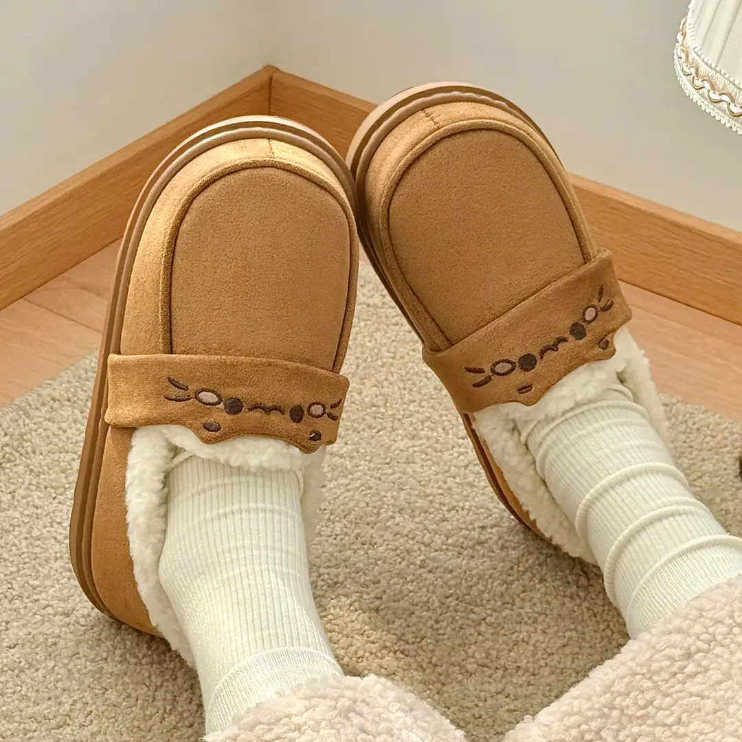Birkenstock Shoes Women's Velvet Winter Thick-Soled Outer Wear Non-Slip Warm Furry Slippers Home Cotton Slippers Women's Cotton Shoes - Image 5