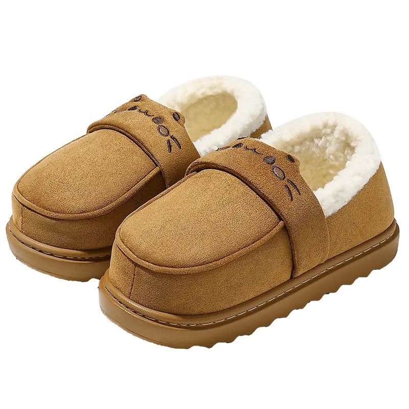Birkenstock Shoes Women's Velvet Winter Thick-Soled Outer Wear Non-Slip Warm Furry Slippers Home Cotton Slippers Women's Cotton Shoes - Image 8