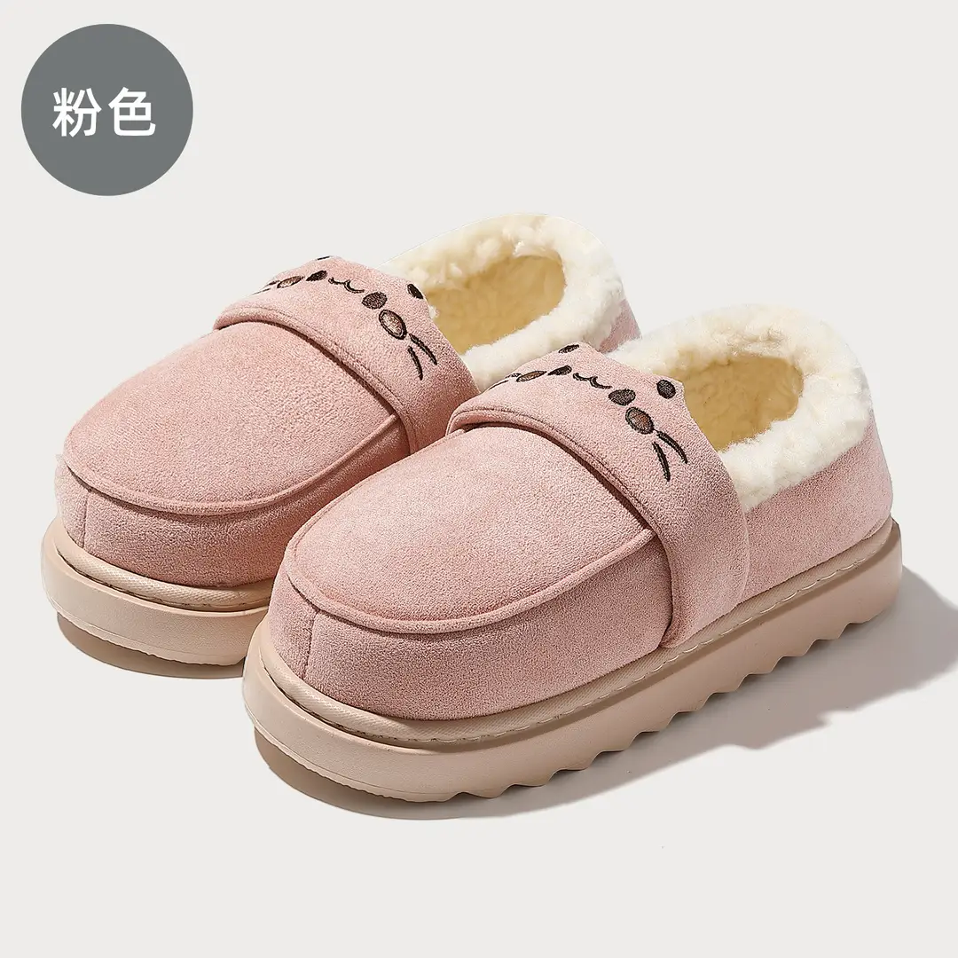 Birkenstock Shoes Women's Velvet Winter Thick-Soled Outer Wear Non-Slip Warm Furry Slippers Home Cotton Slippers Women's Cotton Shoes - Image 2