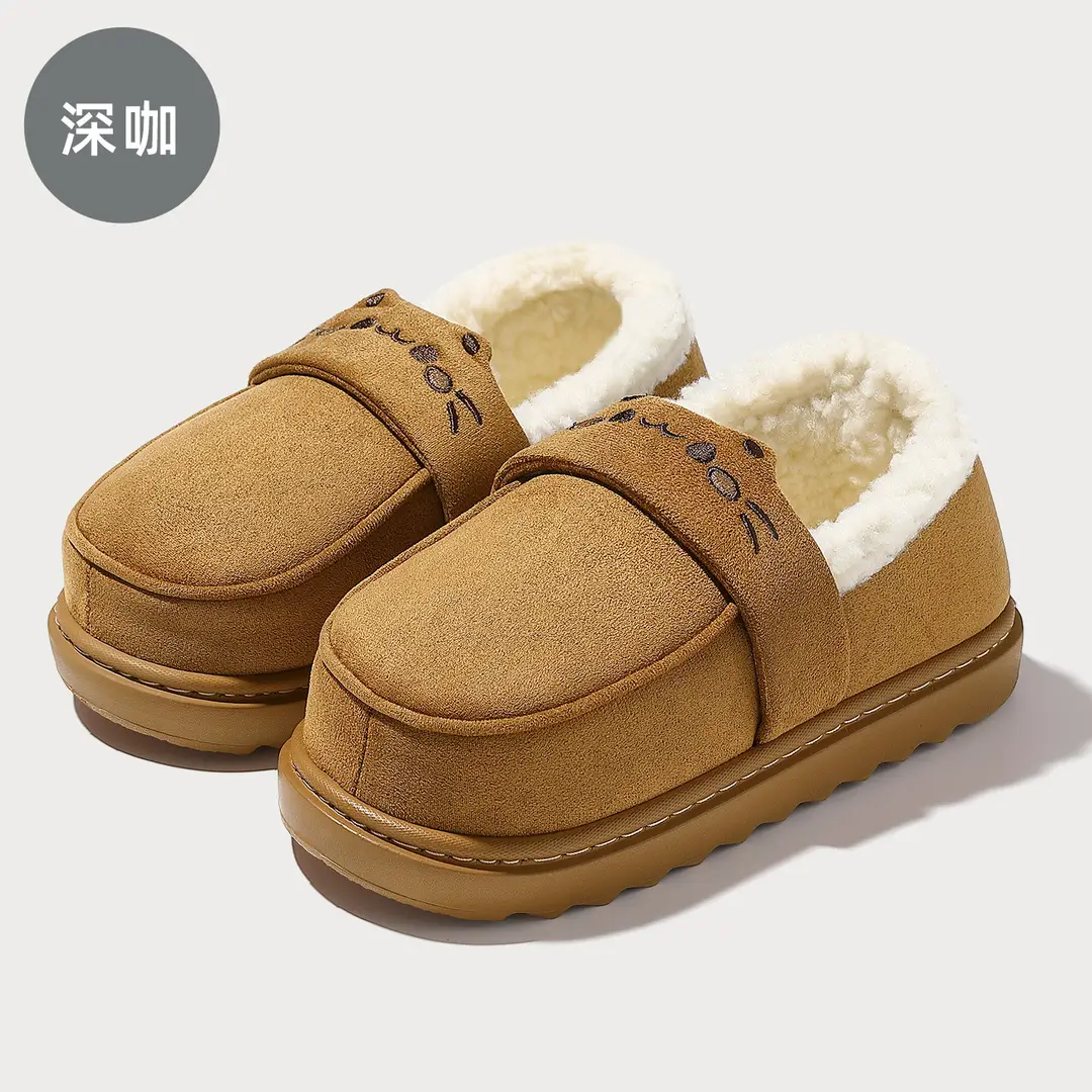 Birkenstock Shoes Women's Velvet Winter Thick-Soled Outer Wear Non-Slip Warm Furry Slippers Home Cotton Slippers Women's Cotton Shoes - Image 3