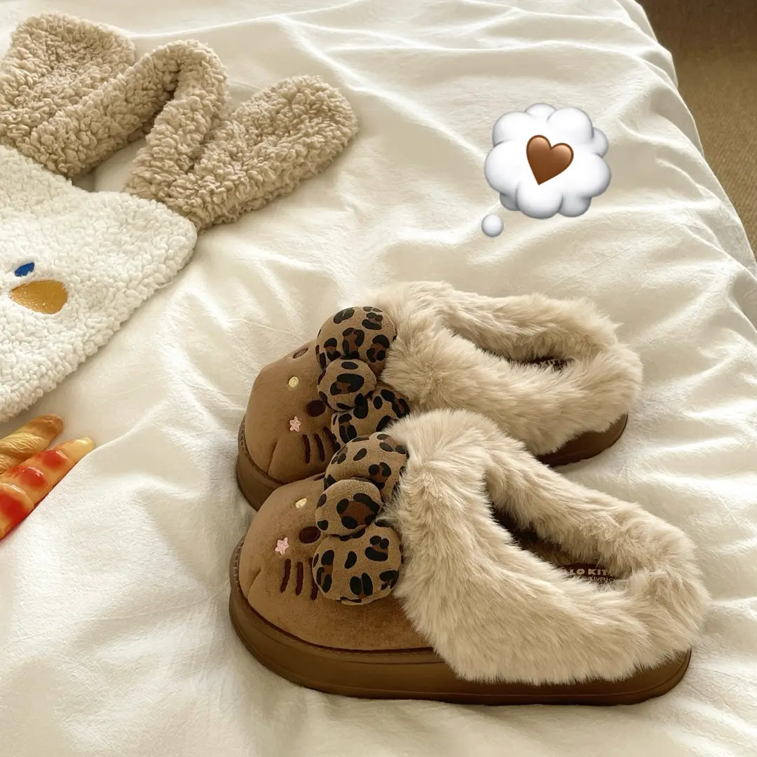 Authentic Sanrio Winter Cotton Slippers for Women Winter Non-Slip Plush Toe Slippers Autumn and Winter Thickeneded Warm Wool Slippers - Image 6