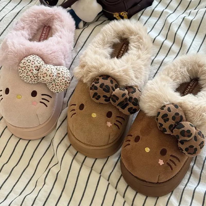 Authentic Sanrio Winter Cotton Slippers for Women Winter Non-Slip Plush Toe Slippers Autumn and Winter Thickeneded Warm Wool Slippers - Image 7