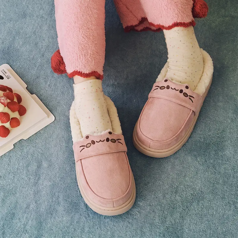 Korean-Style Cartoon Cotton Shoes for Women, Winter Outdoor Cotton Shoes, Non-Slip Thick-Soled Warm Heel-Covered Cotton Slippers for Women, Winter Wholesale - Image 4