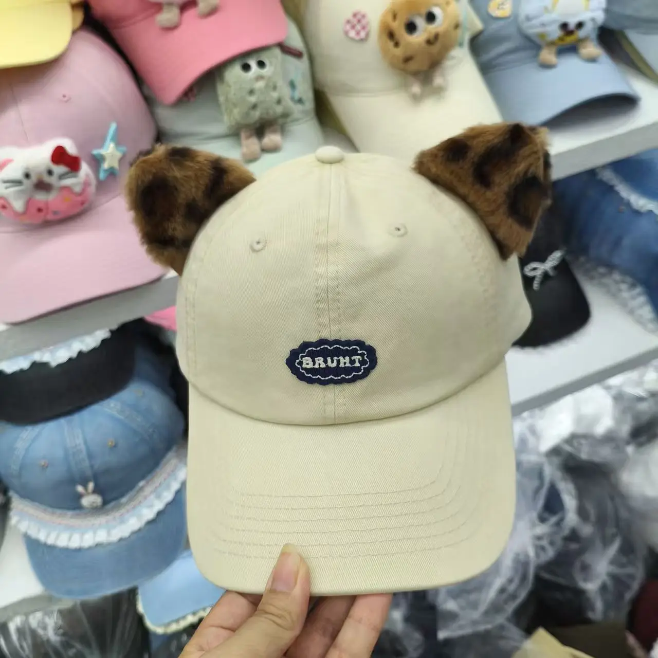 Cute Bear Ears Cap for Women Small Hats Sweet Girl Short Eared Baseball Caps — feature 2