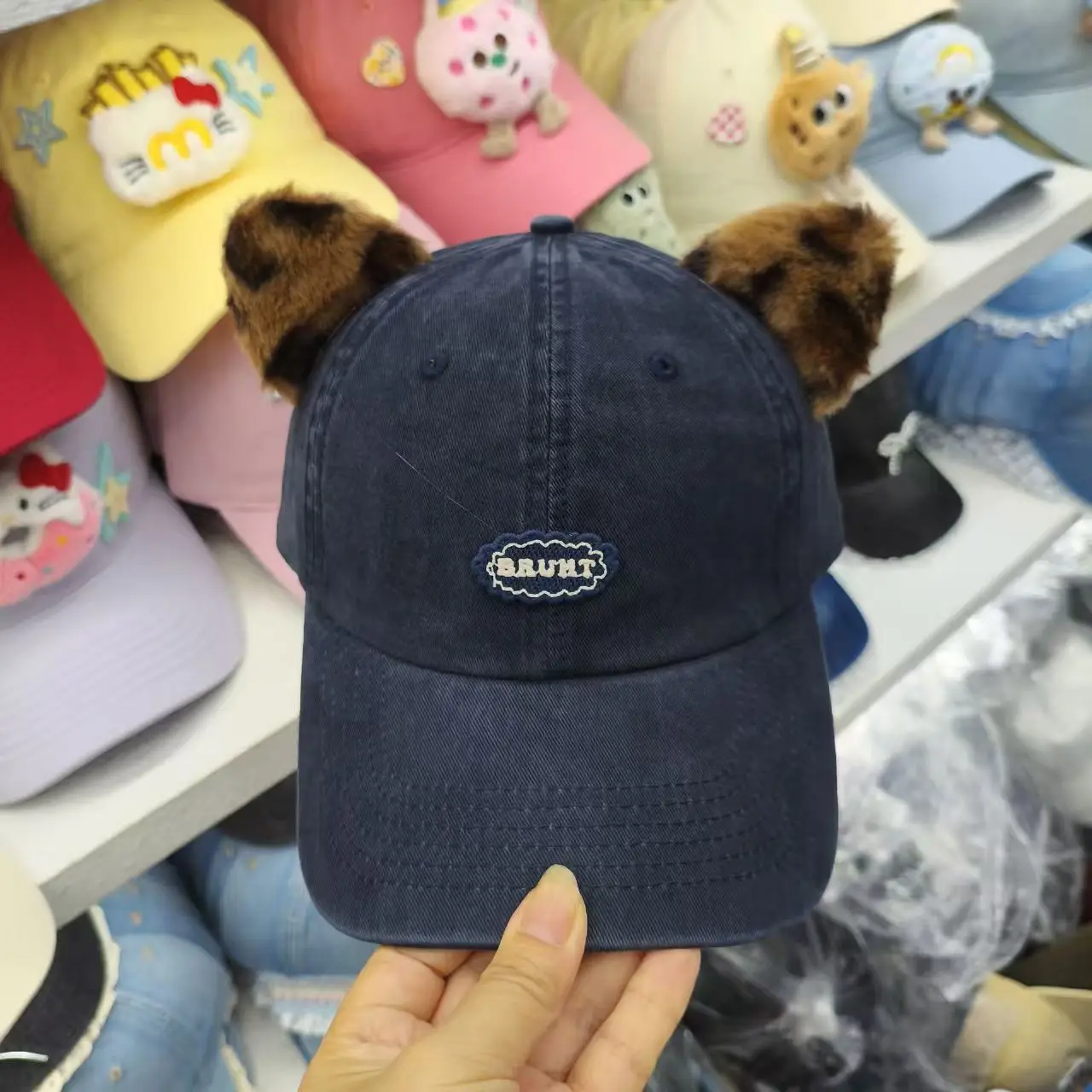 Cute Bear Ears Cap for Women Small Hats Sweet Girl Short Eared Baseball Caps — feature 3