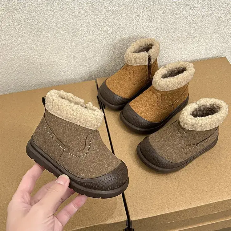 Winter Fleece Baby Boots for Girls Brown
