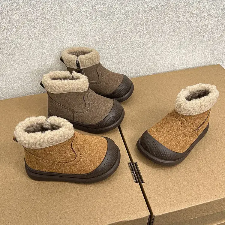 Winter Fleece Baby Boots for Girls Brown