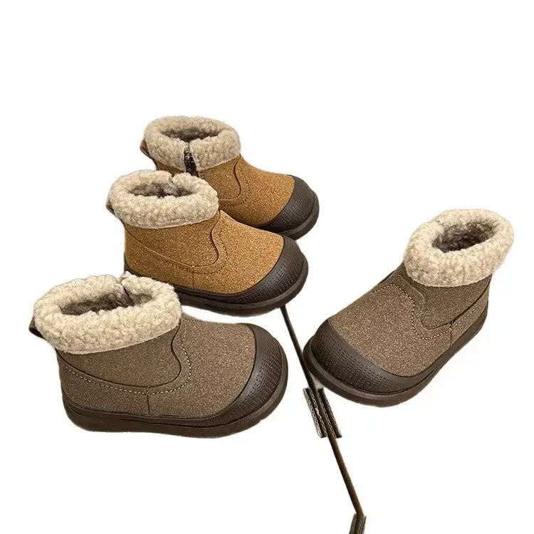 Winter Fleece Baby Boots for Girls Brown