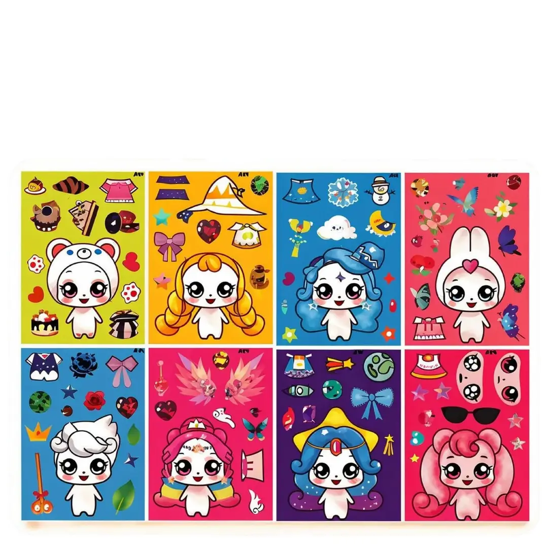 8 Pixel World Make a Face Puzzle Stickers for Kidsren, Educational Early Education DIY Party Decoration Waterproof Stickers